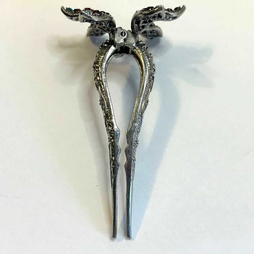 Vintage AB Rhinestone‎ Flower Hair Clip